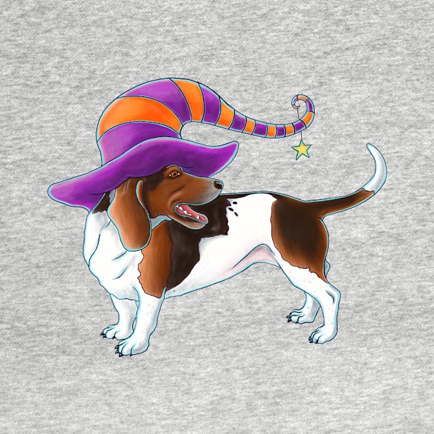 Basset Hound Halloween Witch Hat by dragonstarart